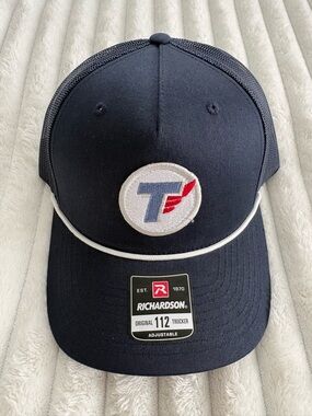 Richardson Navy Trucker Hat with White Trim. Titan Aviation Fuel